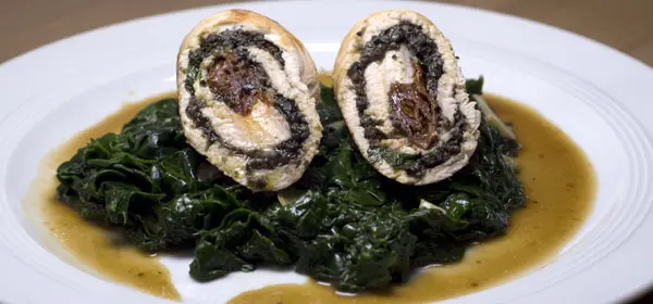 Involtini con spinaci e salsa di Marsala