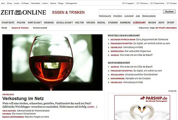 DIE ZEIT über Weinblogs