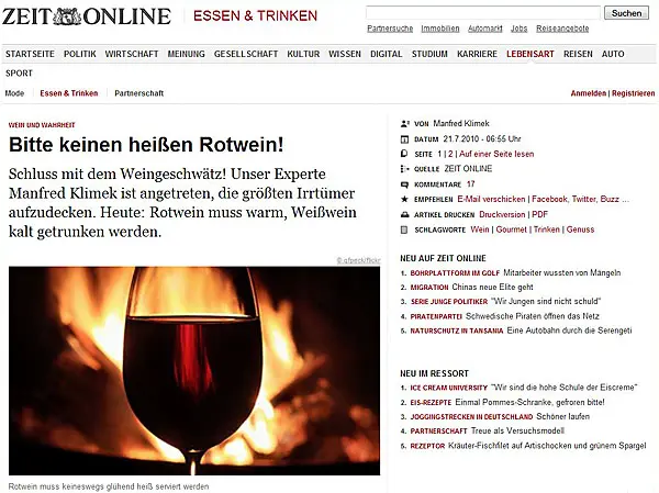 Bitte keinen heißen Rotwein!